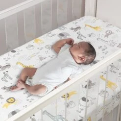 Animal Jungle Cotton Fitted Crib Sheet -Lambs & Ivy animal jungle sheet baby