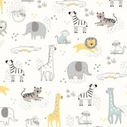 Animal Jungle Cotton Fitted Crib Sheet -Lambs & Ivy animal jungle sheet swatch full