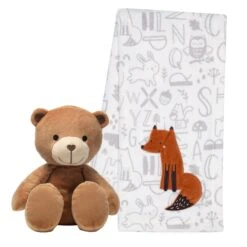 Plush Bear & Fox Baby Blanket Gift Set -Lambs & Ivy animal 20alphabet 20bear 20gift 20set composite