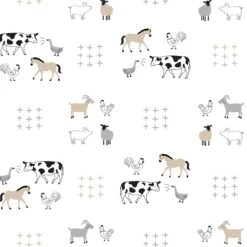 Baby Farm Cotton Fitted Crib Sheet -Lambs & Ivy baby farm sheet swatch full