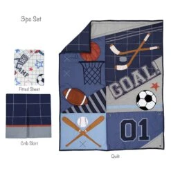 Baby Sports 3-Piece Crib Bedding Set -Lambs & Ivy baby sports 3pc set callout