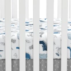 Baby Dino Cotton Fitted Crib Sheet -Lambs & Ivy baby 20dino sheeta crib