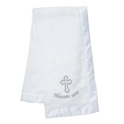 Heaven Sent Baby Blanket -Lambs & Ivy baptism blanket fold a