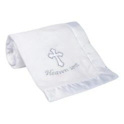 Heaven Sent Baby Blanket -Lambs & Ivy baptism blanket roll a