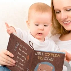 Woodland Soft Book W/ Bear Plush Gift Set -Lambs & Ivy bear soft book plush lifestyle