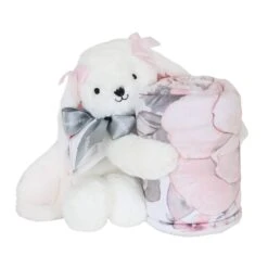 Floral Blanket & Plush Bunny Baby Gift Set