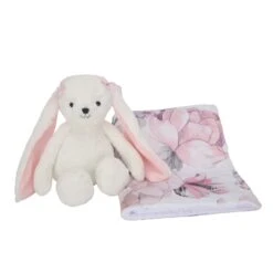 Floral Blanket & Plush Bunny Baby Gift Set -Lambs & Ivy bunny botanical gift set lifestyle a