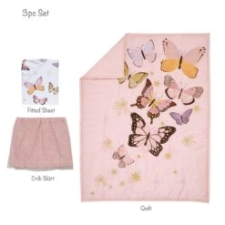 Butterfly Dreams 3-Piece Crib Bedding Set -Lambs & Ivy butterfly dreams 3pc set callout