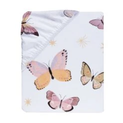 Butterfly Dreams Cotton Fitted Crib Sheet -Lambs & Ivy butterfly dreams sheet fold