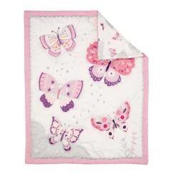 Butterfly Kisses 3-Piece Crib Bedding Set -Lambs & Ivy butterfly kisses quilt fold