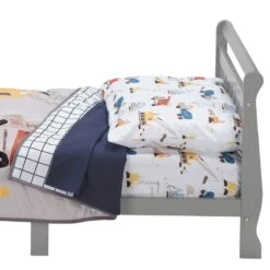 4-Piece Construction Zone Toddler Bedding Set -Lambs & Ivy construction zone toddler bed detail