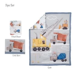 Construction Zone 3-Piece Crib Bedding Set -Lambs & Ivy construction zone 3pc set callout