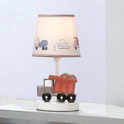 Construction Zone Lamp With Shade & Bulb -Lambs & Ivy construction zone lamp lifestyle