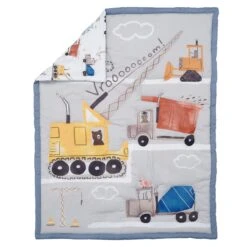 Construction Zone 3-Piece Crib Bedding Set -Lambs & Ivy construction zone quilt fold