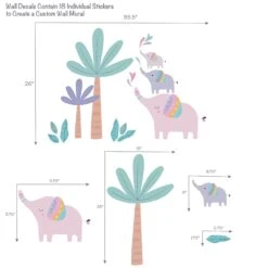 Elephant Dreams 5-piece Crib Bedding Set -Lambs & Ivy elephant dreams wall 20decal callouts