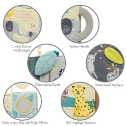 Jungle Friends Soft Book W/ Elephant Plush Gift Set -Lambs & Ivy elephant soft book callouts