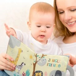 Jungle Friends Soft Book W/ Elephant Plush Gift Set -Lambs & Ivy elephant soft book plush lifestyle