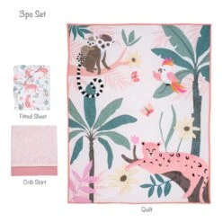 Enchanted Safari 3-Piece Crib Bedding Set -Lambs & Ivy enchanted safari 3pc set callout