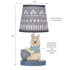 Forever Pooh Lamp With Shade & Bulb -Lambs & Ivy forever pooh lamp small text