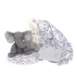 5 Piece Gray/White Baby Gift Set -Lambs & Ivy gift bag gray lifestyle