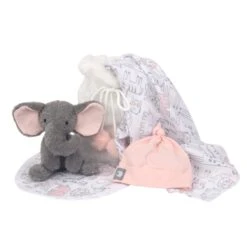 5 Piece Pink/Gray Baby Gift Set -Lambs & Ivy gift bag pink lifestyle
