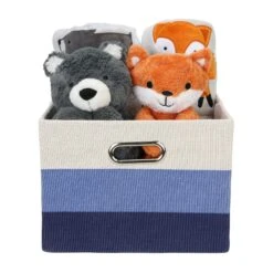 Luxury Blue 5-Piece Baby Gift Basket -Lambs & Ivy gift basket blue 6.25 open