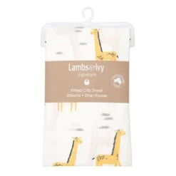 Signature Giraffe Organic Cotton Fitted Crib Sheet -Lambs & Ivy giraffe sheet pkg