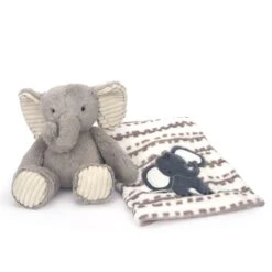 Blanket & Plush Baby Gift Set - Gray Elephant -Lambs & Ivy gray elephant gift set open