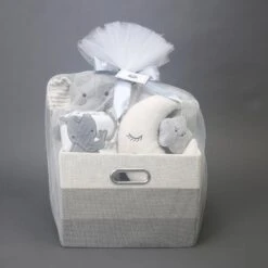 Luxury Gray 5-Piece Baby Gift Basket
