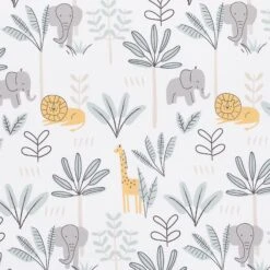 Jungle Adventure Cotton Fitted Crib Sheet -Lambs & Ivy jungle adventure sheet swatch full