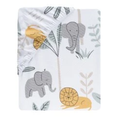 Jungle Adventure Cotton Fitted Crib Sheet -Lambs & Ivy jungle adventure sheet fold