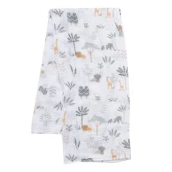 Jungle Adventure Cotton Muslin Swaddle Blankets -Lambs & Ivy jungle adventure swaddle a fold