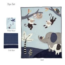 Jungle Party 3-Piece Crib Bedding Set -Lambs & Ivy jungle party 3pc set callout