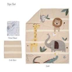 Jungle Story 3-Piece Crib Bedding Set -Lambs & Ivy jungle story 3pc set callout