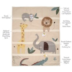 Jungle Story 3-Piece Crib Bedding Set -Lambs & Ivy jungle story quilt calllout