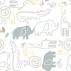 Jungle Story Cotton Fitted Crib Sheet -Lambs & Ivy jungle story swatch full