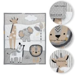 Jungle Safari 6-Piece Baby Crib Bedding Set -Lambs & Ivy jungle 20safari quilt 20details