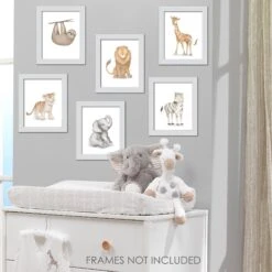 Watercolor Safari Jungle Unframed Wall Art -Lambs & Ivy jungle unframed art lifestyle a1