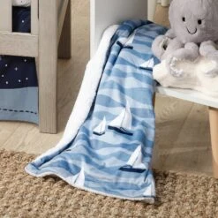 Little Skipper Baby Blanket -Lambs & Ivy lil 27 skipper blanket lifestyle