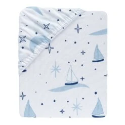 Little Skipper Cotton Fitted Crib Sheet -Lambs & Ivy lil 27 skipper sheet fold