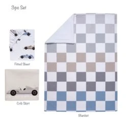 Little Racer 3-Piece Crib Bedding Set -Lambs & Ivy little racer 3pc set callout