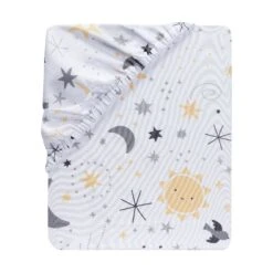 Little Star Fitted Crib Sheet -Lambs & Ivy little star sheet fold