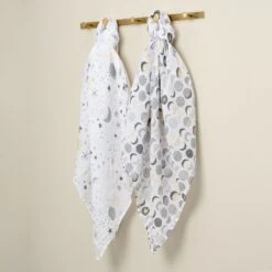 Little Star Cotton Muslin Swaddle Blankets -Lambs & Ivy little star swaddle blankets lifestyle