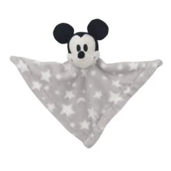 Mickey Mouse Gray Stars Security Blanket -Lambs & Ivy mickey star lovey open