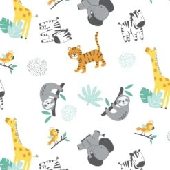 Mighty Jungle Fitted Crib Sheet -Lambs & Ivy mighty jungle swatch full
