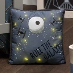 Star Wars Galaxy Light-Up Throw Pillow -Lambs & Ivy millennium falcon galaxy pillow lifestyle