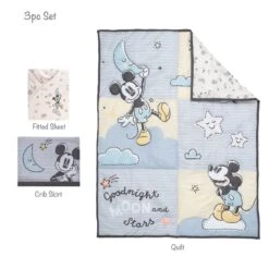 Moonlight Mickey 3-Piece Crib Bedding Set -Lambs & Ivy moonlight mickey 3pc set callout