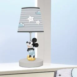 Moonlight Mickey Lamp With Shade & Bulb -Lambs & Ivy moonlight mickey lamp lifestyle