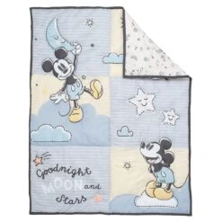 Moonlight Mickey 3-Piece Crib Bedding Set -Lambs & Ivy moonlight mickey quilt fold