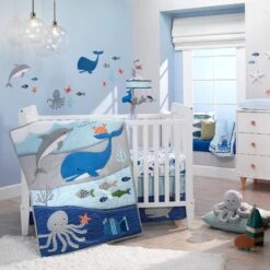 Ocean Blue Plush Octopus - Inky -Lambs & Ivy ocean 20blue room sheetb